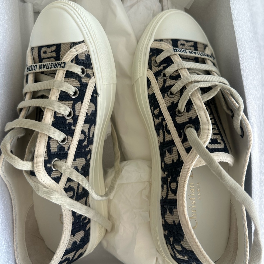 Dior Navy and Cream OBLIQUE Canvas Low-Top Sneakers